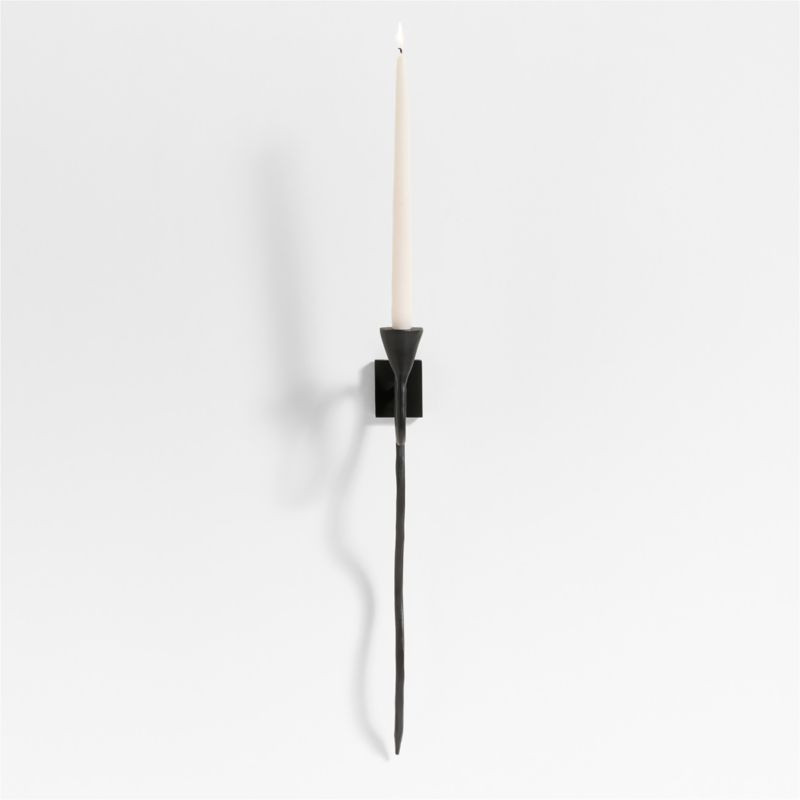 Sacré Black Metal Wall Sconce Taper Candle Holder by Athena Calderone | Crate & Barrel | Crate & Barrel