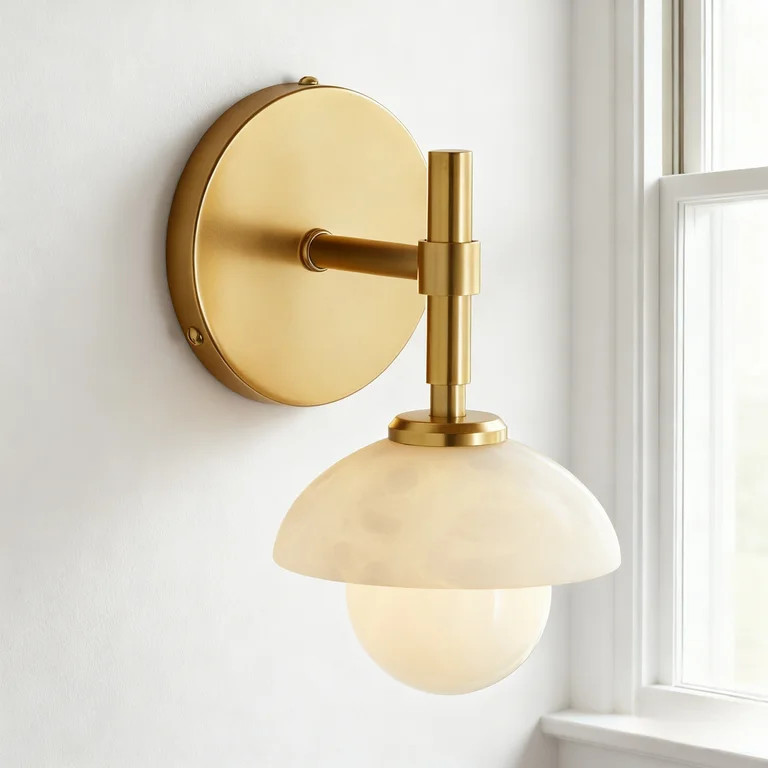 Alabaster Glow Hand-Carved Bathroom Sconce with Opal and Alabaster Shades ,Wall Sconce for BathRo... | Walmart (US)