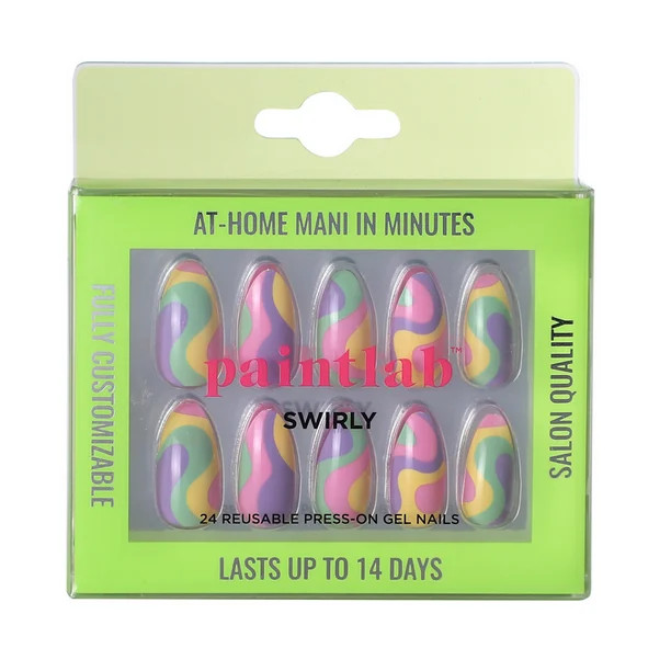 PaintLab Tie Dye Gel Press On Nails Kit, Swirly, 24 Count | Walmart (US)