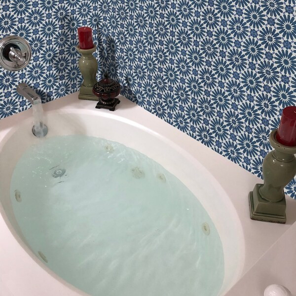 Alhambra in Navy Blue, Purple Handmade 8x8-in Moroccan Tiles (Pack 12) | Bed Bath & Beyond