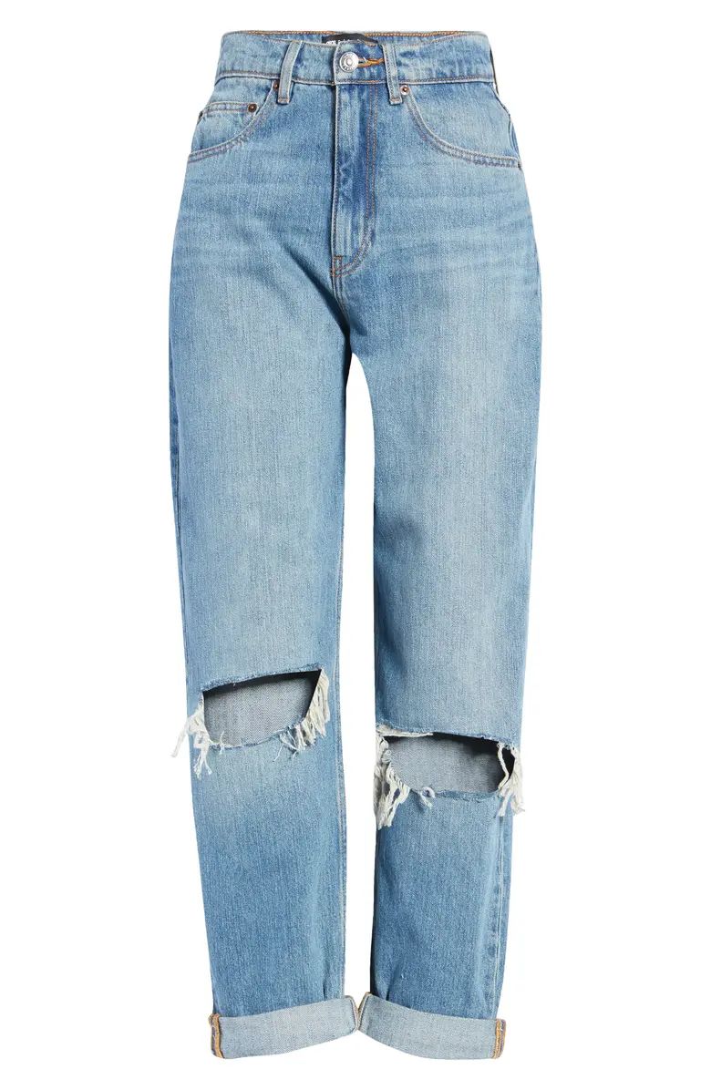 ASOS DESIGN Ripped High Waist Mom Jeans | Nordstrom | Nordstrom