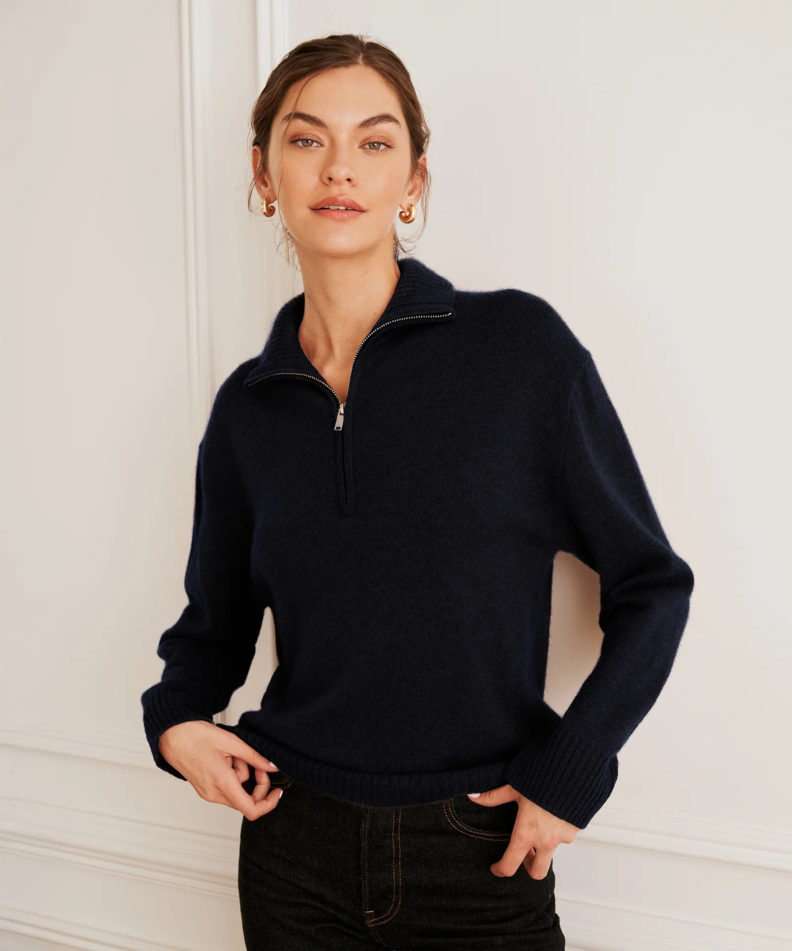 Luxe Cashmere High Neck Quarter Zip | NAADAM