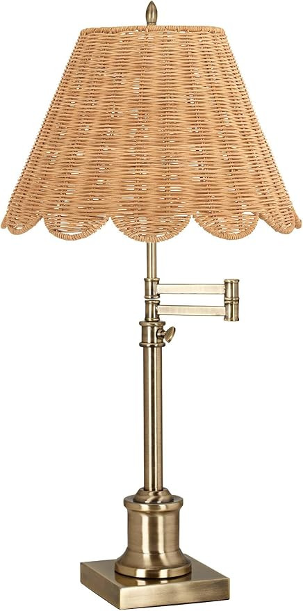 Westbury 35 1/2" Large Table Lamp Gold Adjustable Height Swing Arm Brass | Rattan Traditional Nat... | Amazon (US)