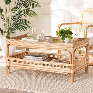 Lombok Modern Bohemian Natural Rattan Coffee Table | Bed Bath & Beyond