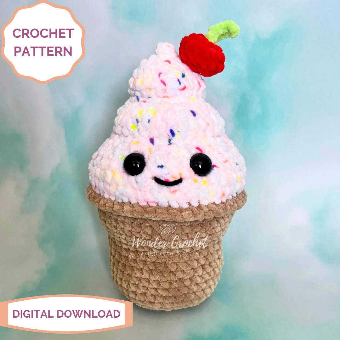 Ice Cream Cone Plush Crochet PATTERN - Amigurumi - Etsy | Etsy (US)