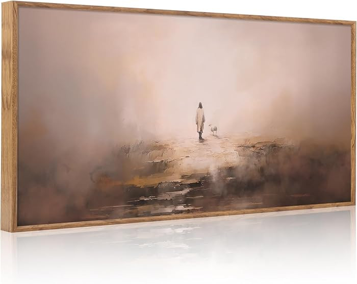 Aurlan Jesus Christian Framed Wall Art(40"x20"), Abstract Jesus Leaves The 99 Parable of The Lost... | Amazon (US)