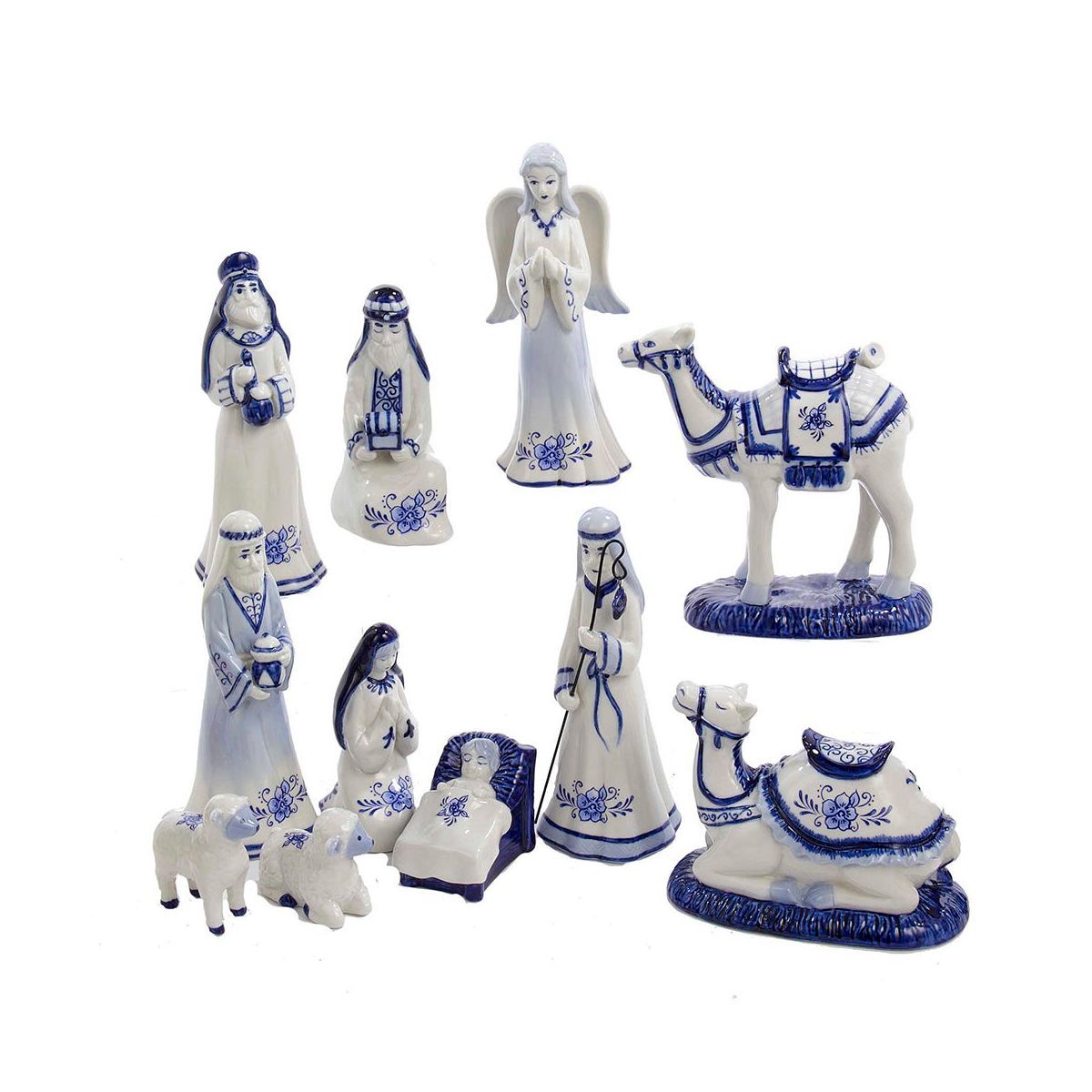 Kurt Adler 1.97-6.7 Inch Porcelain Delft Blue Nativity Set, 11-Piece Set | Target