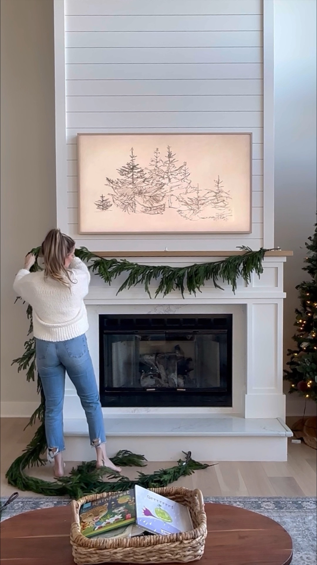 Christmas garland styling, Christmas mantle, fireplace styling, holiday decor 

#LTKSeasonal #LTKHoliday #LTKVideo