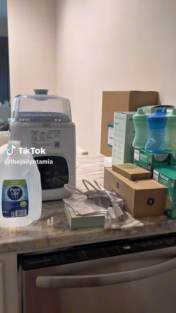 our bottle station setup came out so good 🤍 so ready to put everything to use 🤭 #momcozykleanpal #momcozy #bottlestationorganizer #bottlestation #nurserytok #babyboynursery #momtok 

 #LTKmomlife #LTKHome #LTKBaby