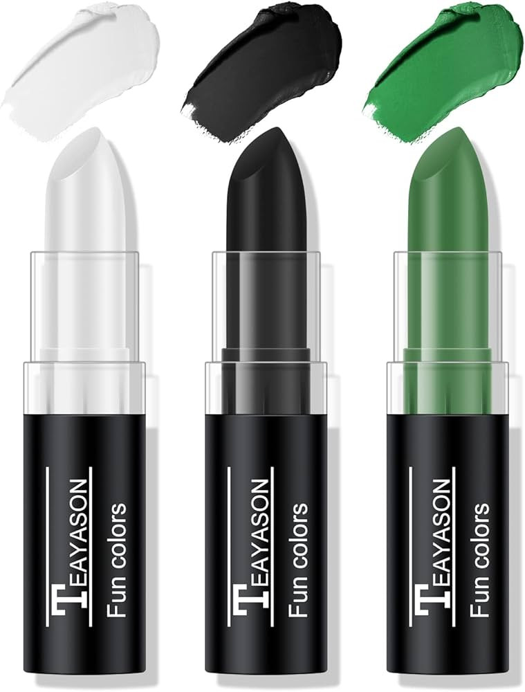 3 Colors White Black Green Face Body Paint Stick, Eye Black Lipstick Face Paint for Baseball/Foot... | Amazon (US)