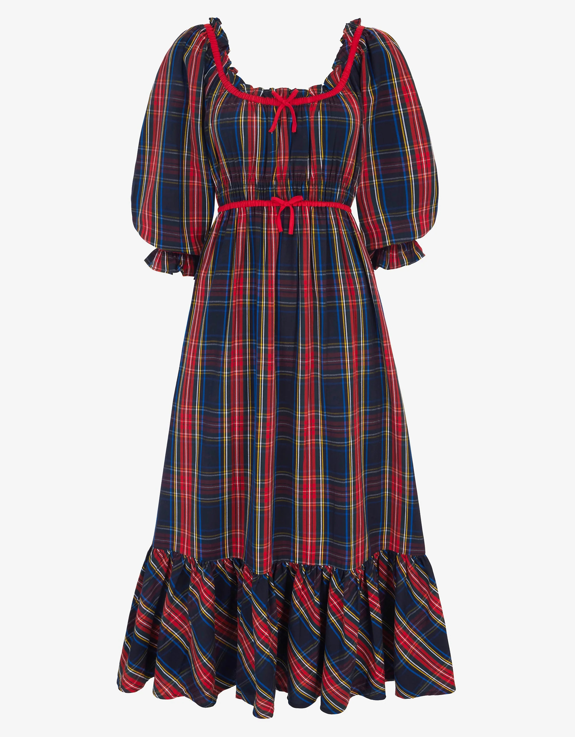 Midnight Tartan Agatha Dress – Red & Black Cotton | Pink City Prints | Pink City Prints UK