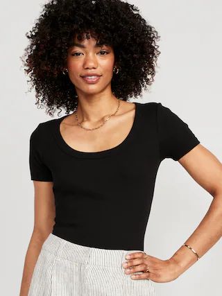 Fitted Scoop-Neck Rib-Knit T-Shirt for Women | Old Navy (US)