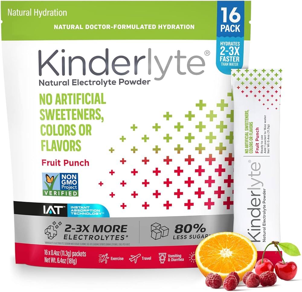 Kinderlyte Electrolyte Powder, Rapid Hydration, Easy Open Packets, Supplement Drink Mix (Fruit Pu... | Amazon (US)