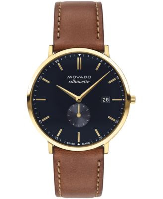 Movado Men's Heritage Tan Genuine Leather Strap Watch 40mm - Macy's | Macy's