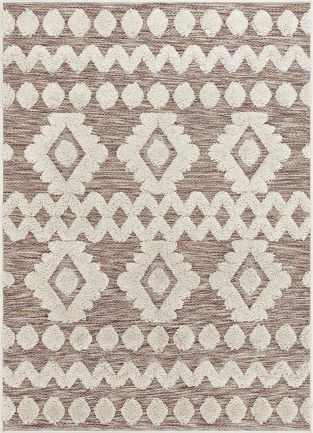 Well Woven Bellagio Chiara Tribal Moroccan Beige High-Low Flat-Weave 5'3" x 7'3" Area Rug | Amazon (US)