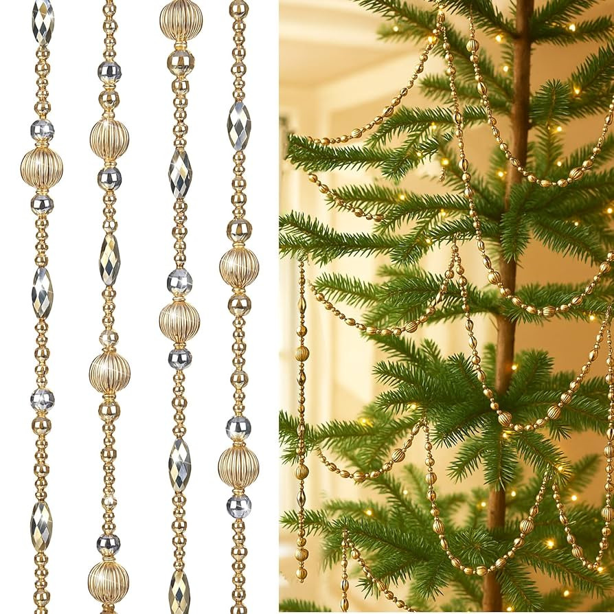 24 Feet Exquisite Christmas Tree Decor Acrylic Beads Xmas Tree Garland Multicolor Glitter Hanging... | Amazon (US)