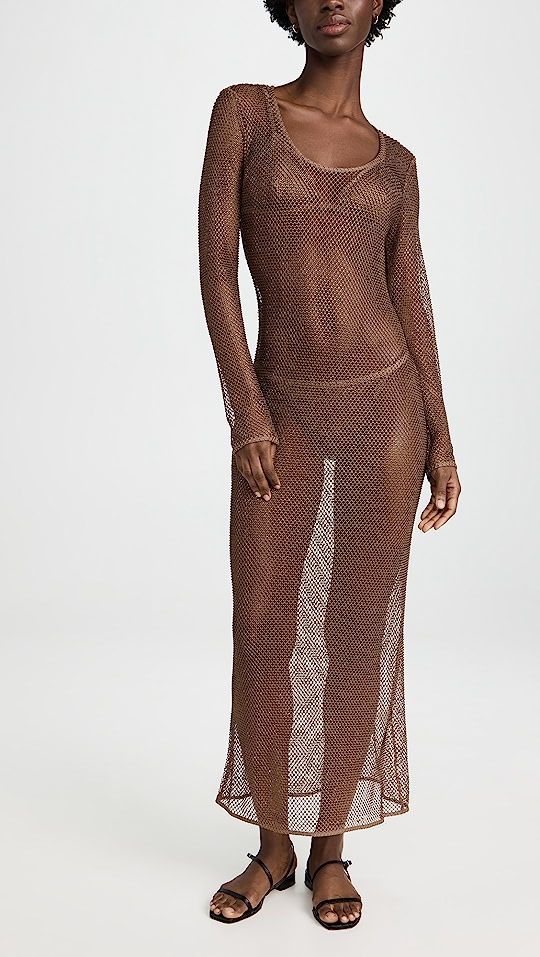 Lorenzo Crystal Mesh Cover Ups L/S Dress | Shopbop