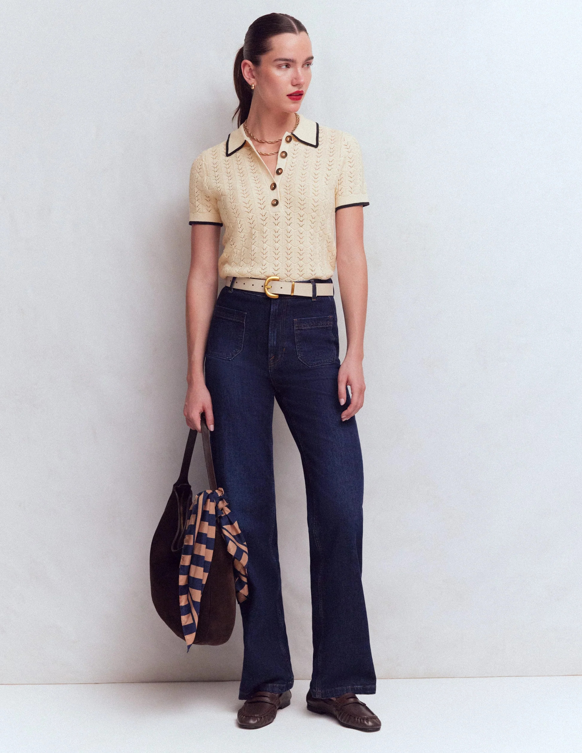 Pointelle Henley T-shirt-Cream | Boden (US)