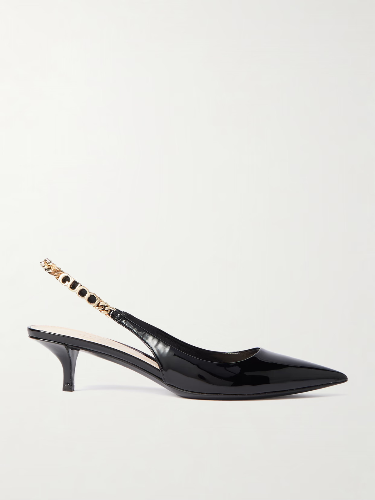 Gucci - Signoria Embellished Patent-leather Slingback Pumps - Black - IT38.5 | NET-A-PORTER APAC