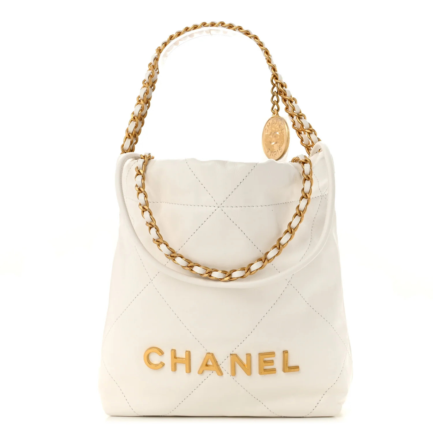 Shiny Calfskin Quilted Mini Chanel 22 White | FASHIONPHILE (US)