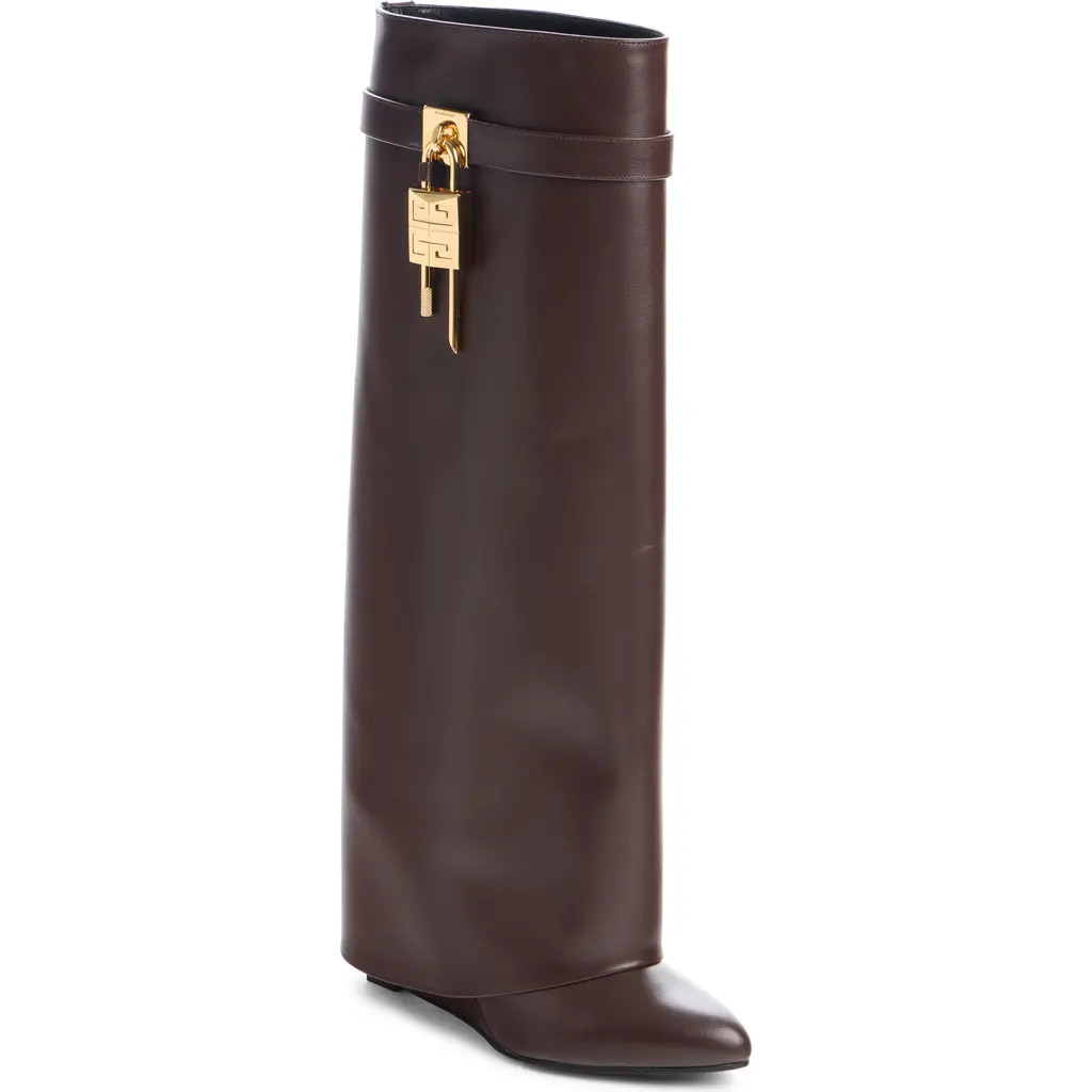 Givenchy Shark Lock Wedge Boot in Ebony Brown at Nordstrom, Size 9.5Us | Nordstrom