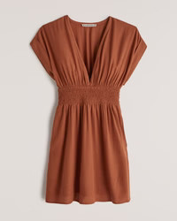 Short-Sleeve Smocked Waist Mini Dress | Abercrombie & Fitch (US)