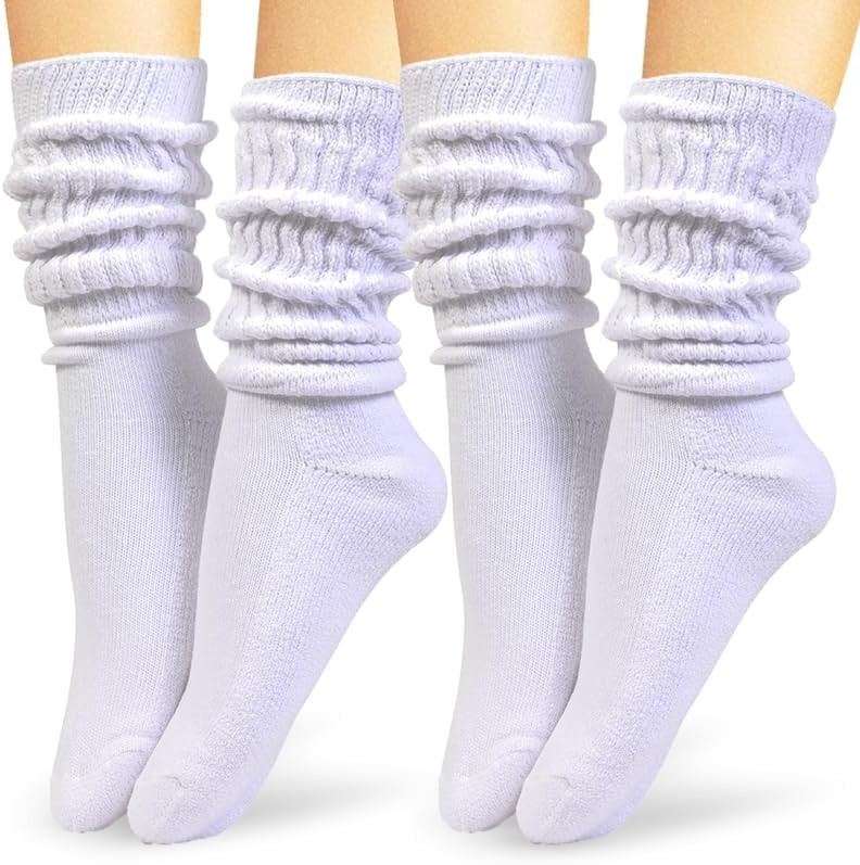 HOT FEET Women's Slouch Socks 2-Pack - Cozy Cotton Blend Scrunch Boot Socks, Long Slouchy Scrunch... | Amazon (US)