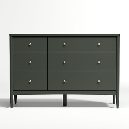 Hampshire Natural Brown Wood 6-Drawer Wide Kids Dresser