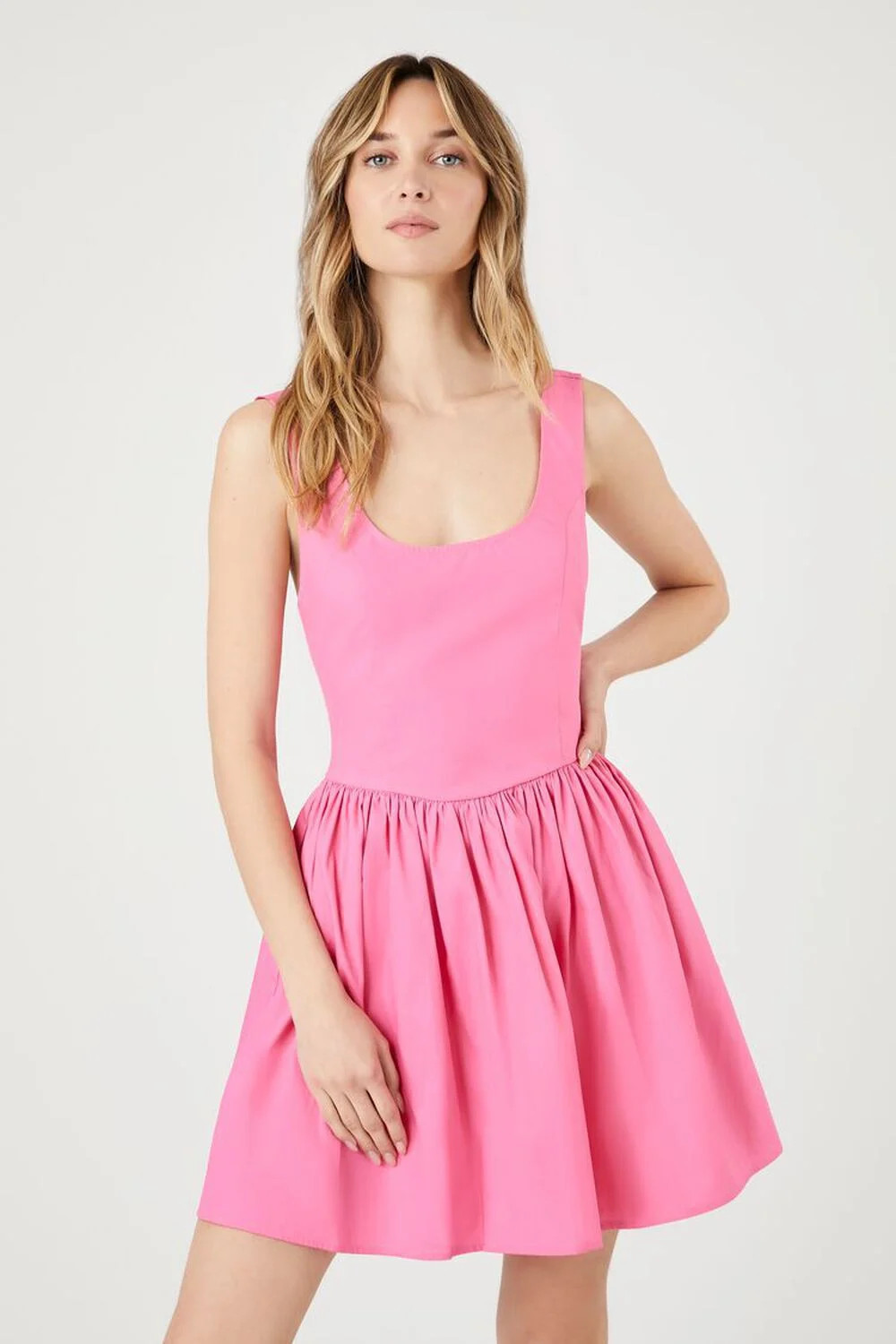 Poplin Tie-Back A-Line Mini Dress | Forever 21 (US)
