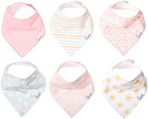 Amazon.com: Baby Bandana Drool Bibs for Drooling and Teething 6 Pack Gift Set For Girls “Sunny ... | Amazon (US)