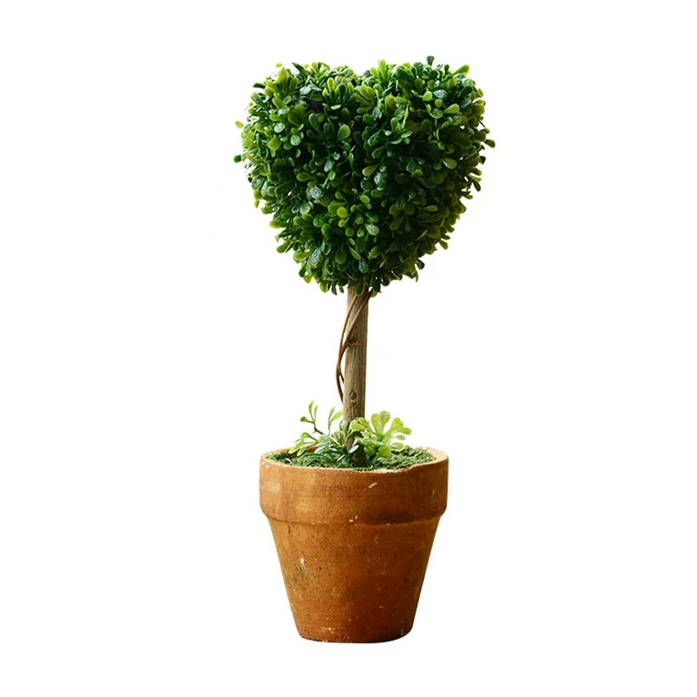 Aiwen 8“ Artificial Boxwood Topiary Small Fake Plant with Pot, Heart Shaped Mini Greenery Faux ... | Walmart (US)