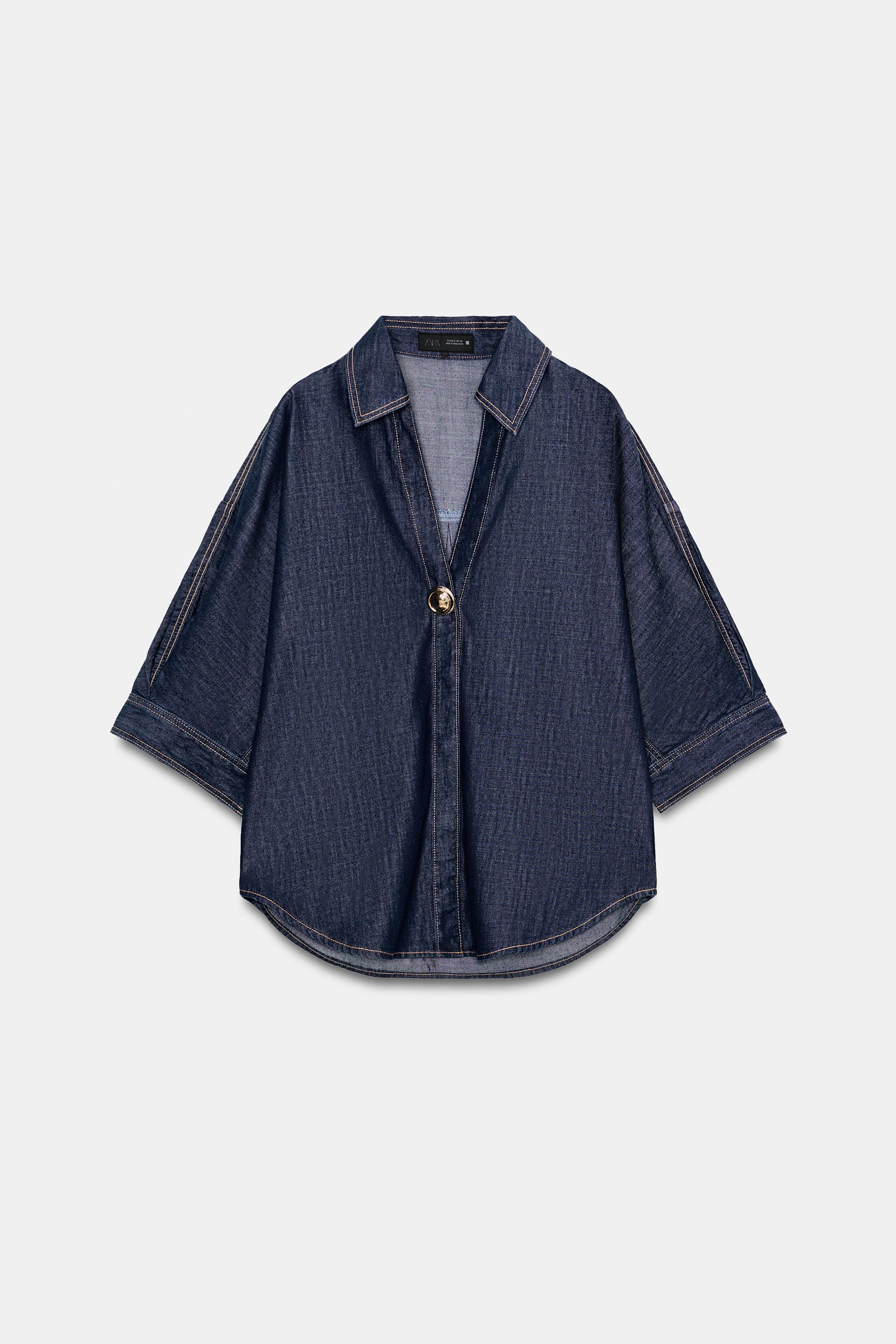 Z1975 DENIM SHIRT WITH GOLD APPLIQUÉ | Zara US