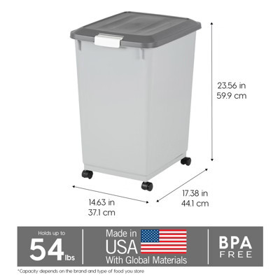 IRIS USA 54lbs Dog Food Storage Container with Wheels, 2-Cup Scoop, Gray/Dark Gray | Target