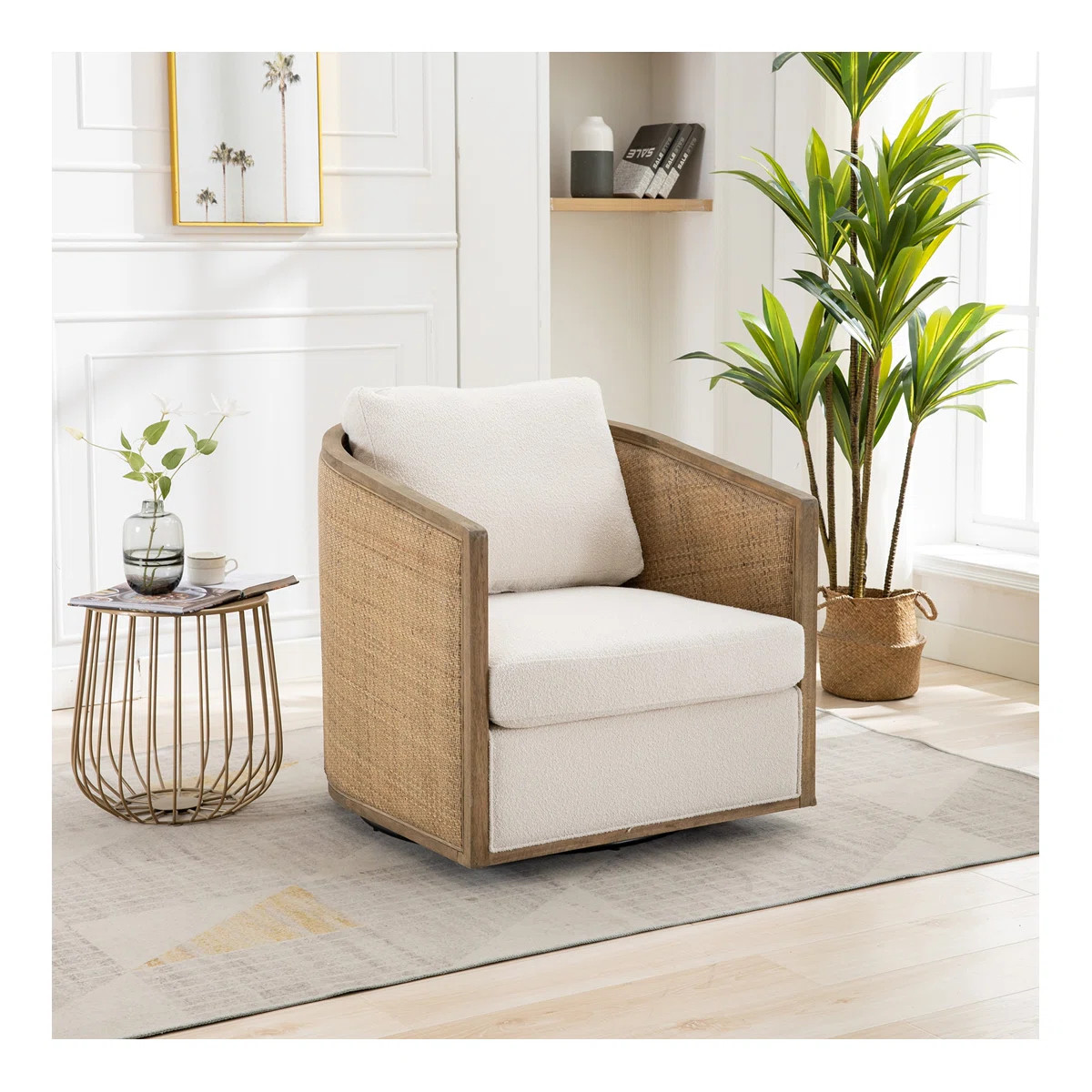 Swivel Barrel Chair,Comfy Round Accent Sofa Chair For Living Room | Wayfair North America