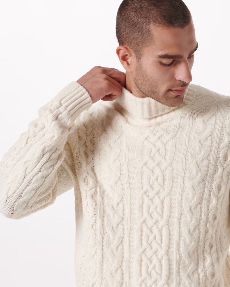 Men's Chunky Cable Turtleneck Sweater | Men's 30% Off Select Styles | Abercrombie.com | Abercrombie & Fitch (US)