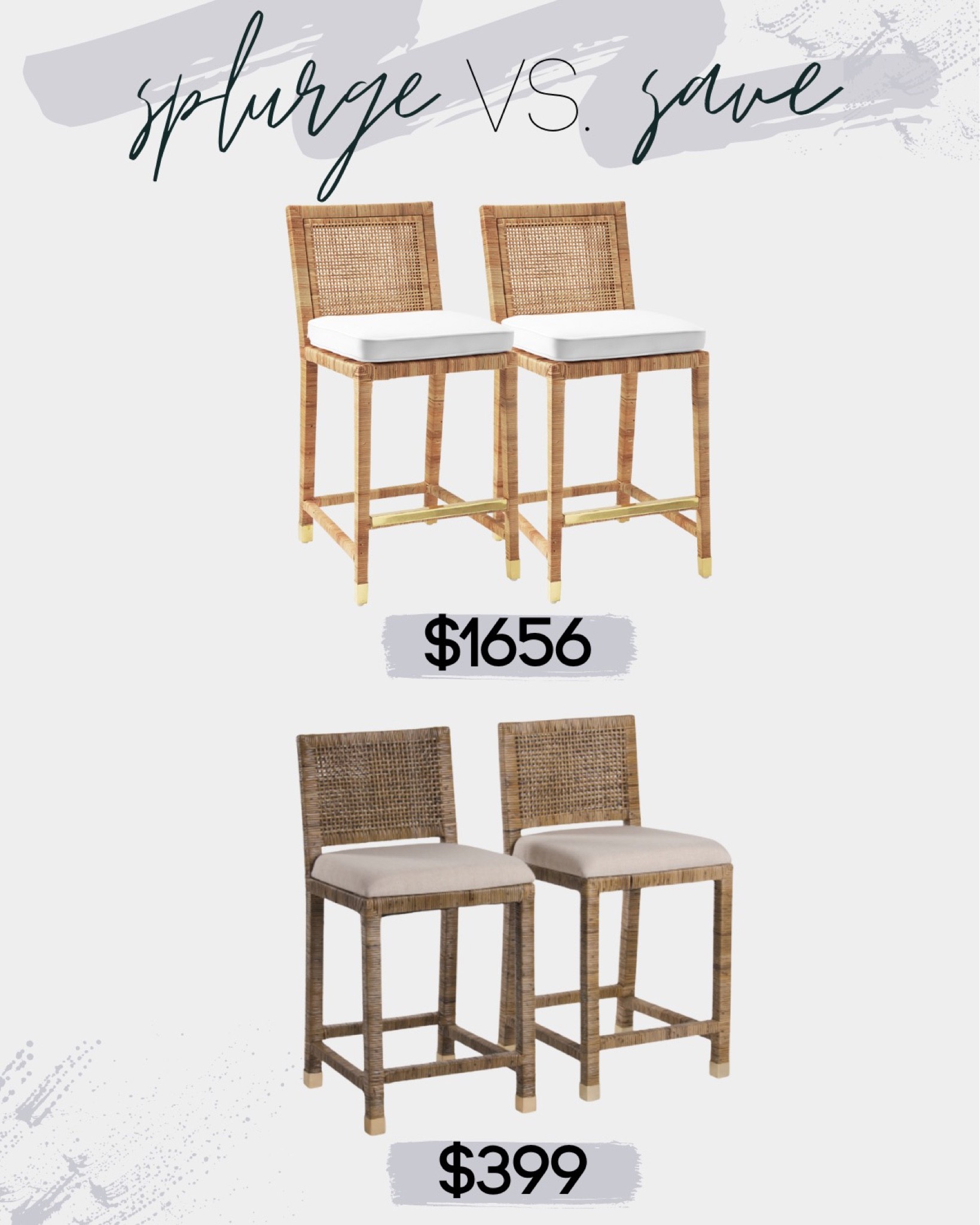New Barstools at TJ Maxx are such a great dupe for the Serena & Lily Balboa Stool!  2 stools for under $400 vs 2 stools for over $1600.  #kitchen #stool #barstool #tjmaxxfinds