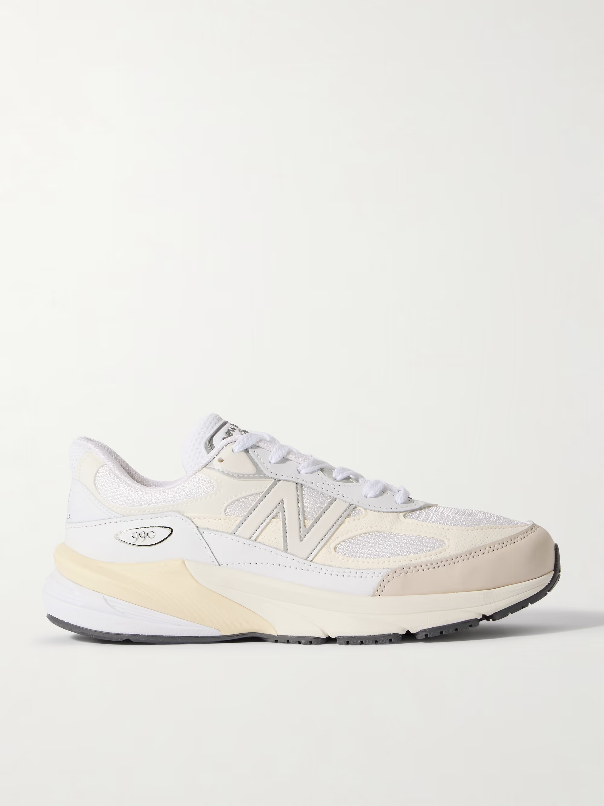Made in USA 990V6 leather and mesh sneakers | NET-A-PORTER (UK & EU)