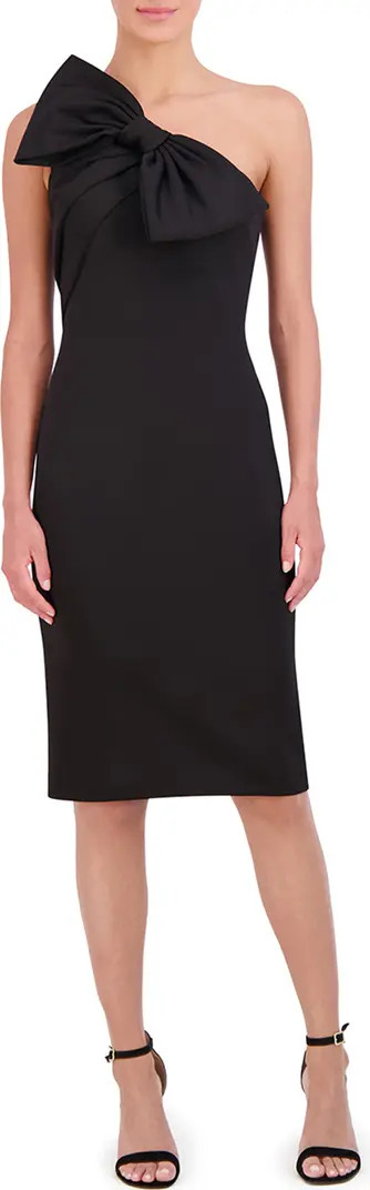 Bow Detail One-Shoulder Scuba Crepe Cocktail Dress | Nordstrom