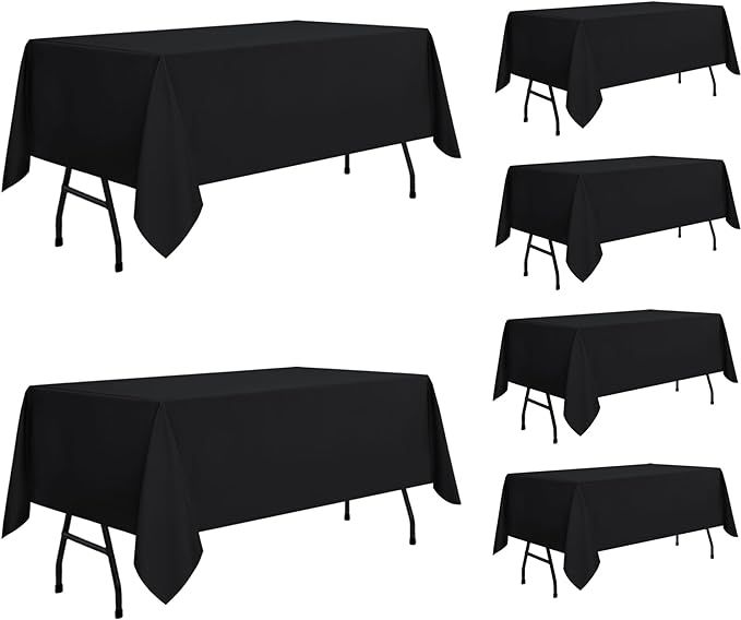 sancua 6 Pack Black Tablecloth 60 x 84 Inch, Rectangle Table Cloth for 4ft Table - Stain and Wrin... | Amazon (US)