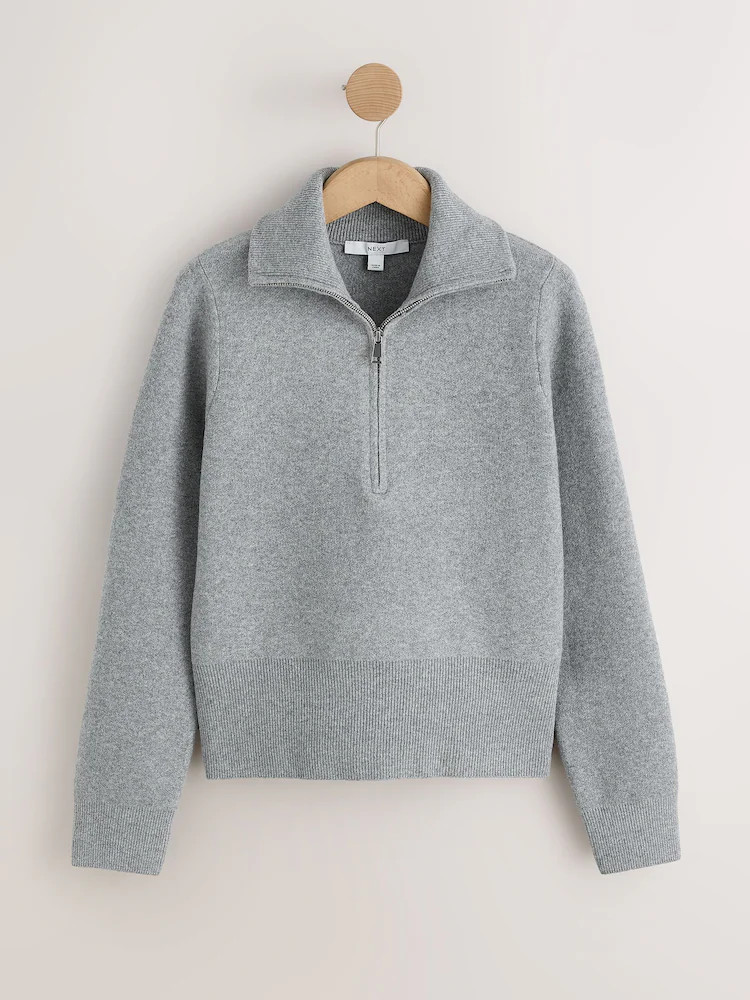 Grau - Supersoft Funnel Zip Neck Jumper | Next EU