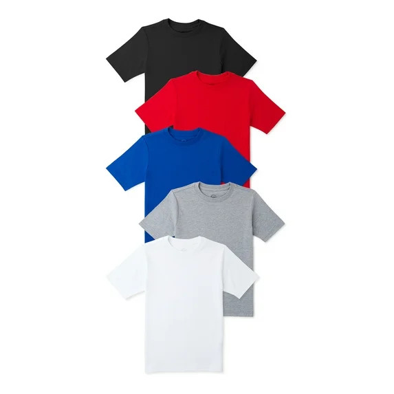 Wonder Nation Boys Kid Tough Tee with Short Sleeves, 5-Pack, Sizes 4-18 & Husky | Walmart (US)