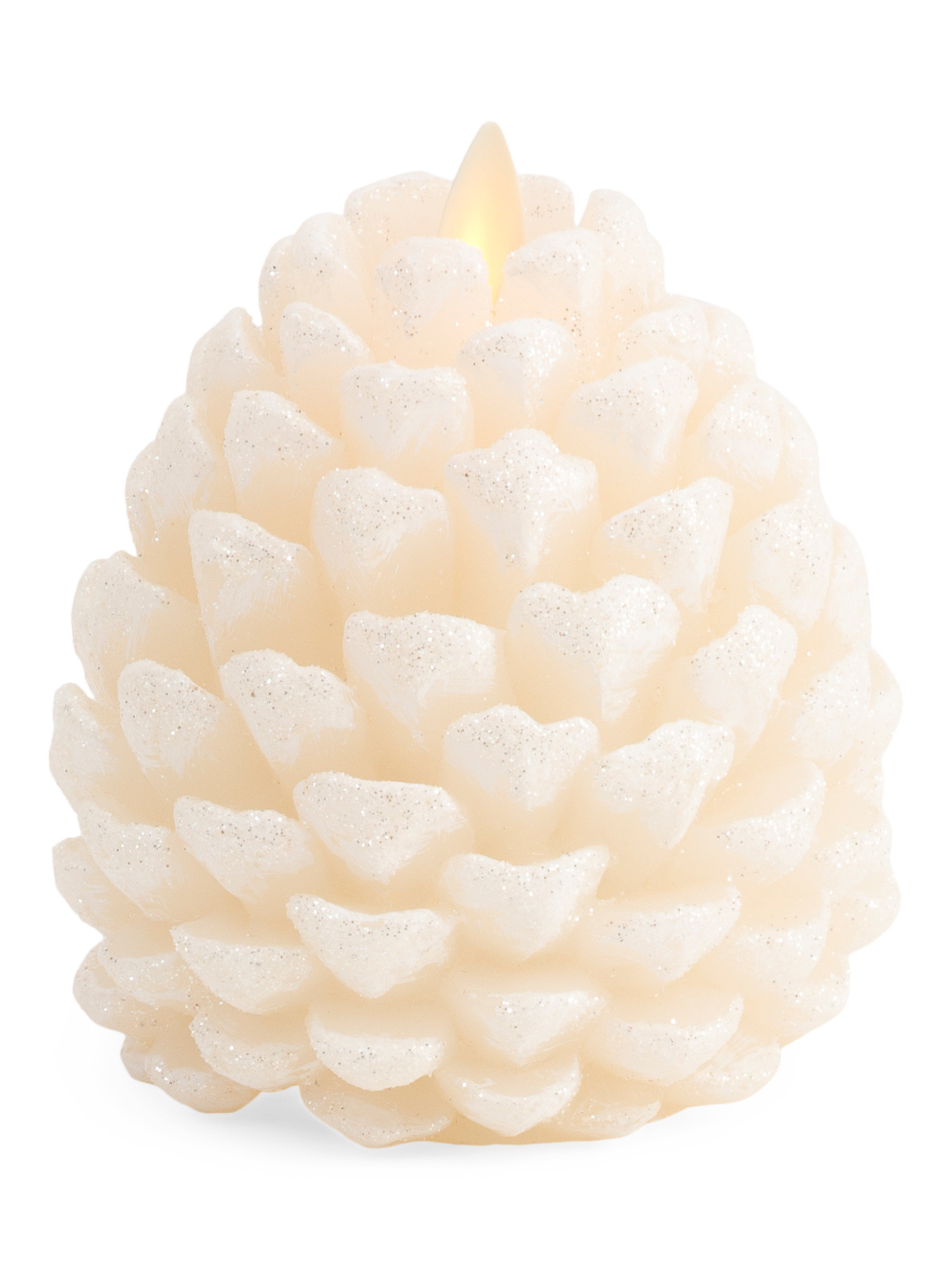 4.25in Glitter And Snow Finish Pinecone Moving Flame Candle Decor | Pillows & Decor | Marshalls | Marshalls