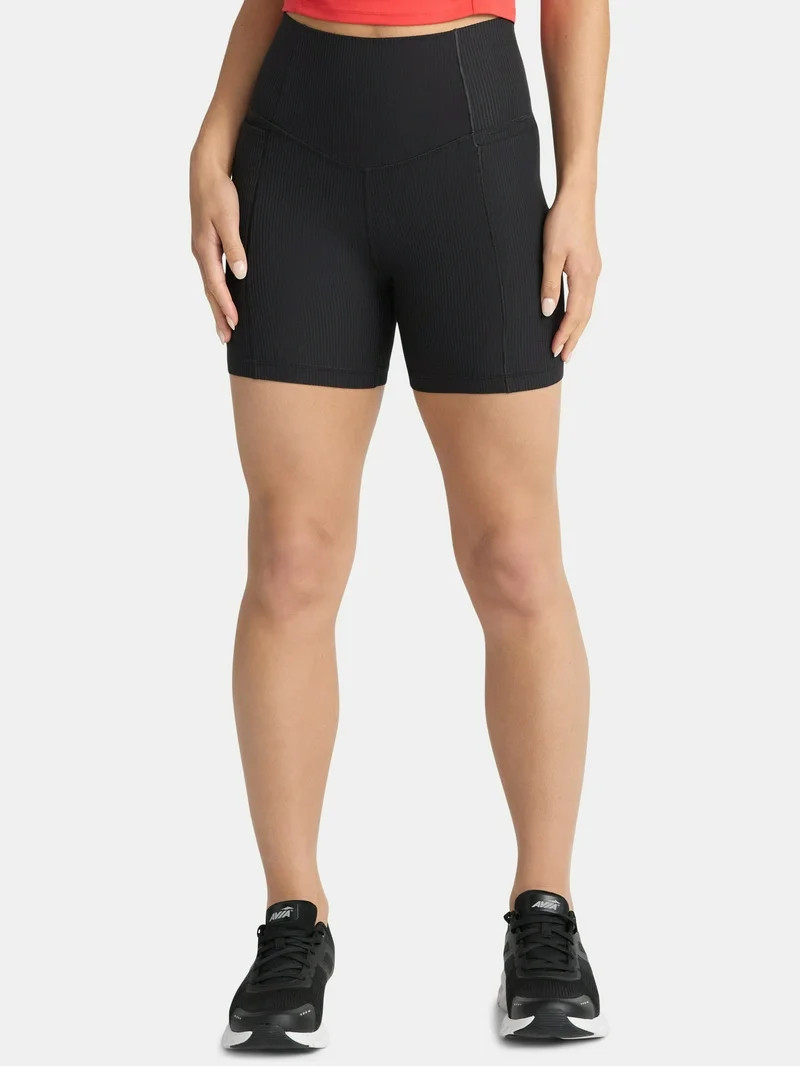 Avia Women's and Women's Plus Ribbed SoftSculpt Bike Shorts, Sizes XS-4X | Walmart (US)