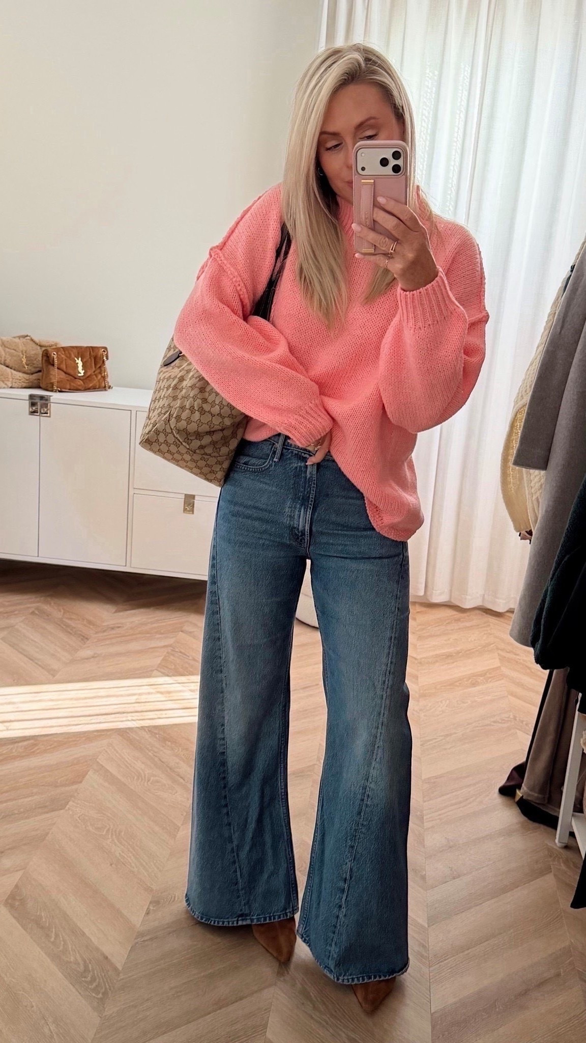 Restocked! ✔️the viral jeans! 4 colors now! 
OOTD💕 
Wearing small & tts in jeans 
Shirt is more vibrant than online shows! More accurate in my photo! More
Colors.

Sweater. Pink. Amazon. Jeans. 

#LTKgrwm #LTKWorkwear #LTKootd