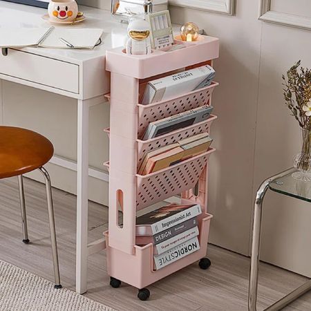 This double-sided bookcase/organizer on wheels would make a perfect place to store books and paper. The pink color & modern design make a chic accent in a girl's room. It would also create handy book storage in a dorm room or make a great art caddy. It is also available in white, yellow and a soft green.

pink room accents - portable book shelf - art caddy on wheels - organization ideas - bedroom storage 




#LTKhome #LTKU