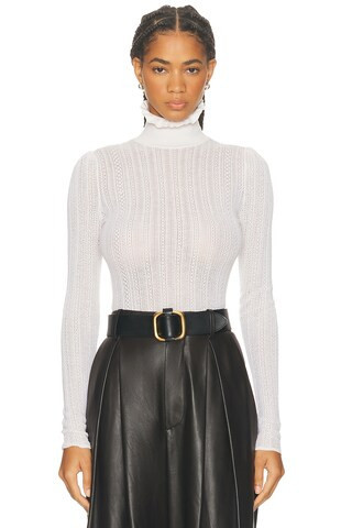 Ralph Lauren Collection Long Sleeve Turtle Neck Top in White | FWRD 