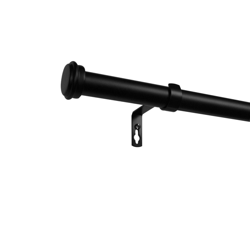84""-160"" Topper Patio Window Curtain Rod with Flat Cap Finial Set Matte Black - Exclusive Home | Target