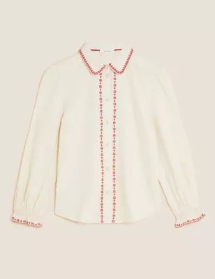 Pure Cotton Embroidered Collared Shirt | Marks & Spencer (UK)