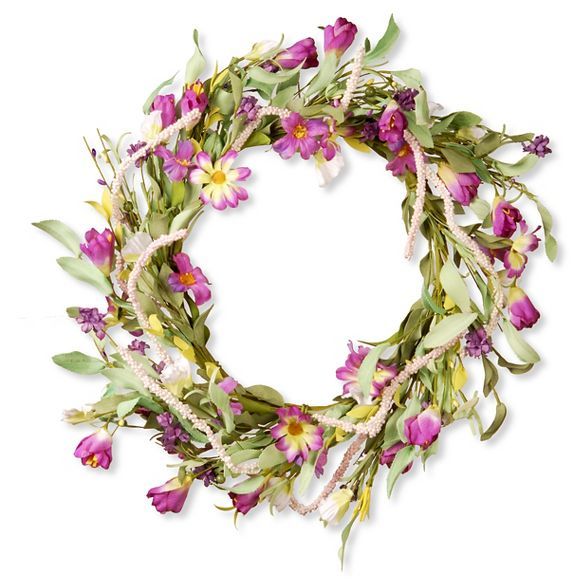 Floral Wreath Purple Mixed Flowers (20") | Target