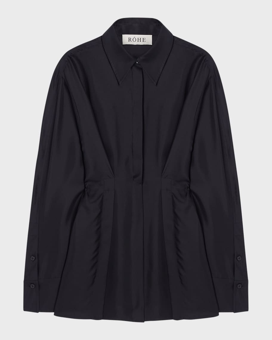 Rohe Waisted Long-Sleeve Silk Top | Neiman Marcus